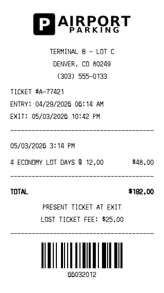 Airport Parking Receipt