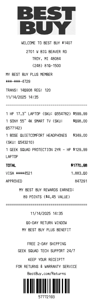 Best Buy Receipt