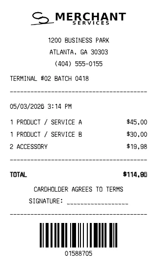 Customer Signature Receipt