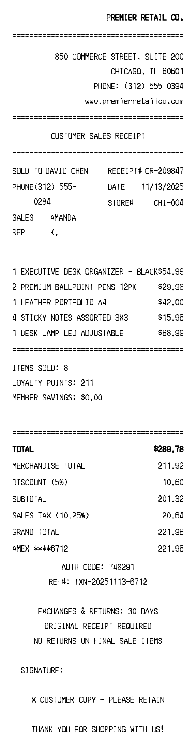 Sales Customer Receipt Receipt