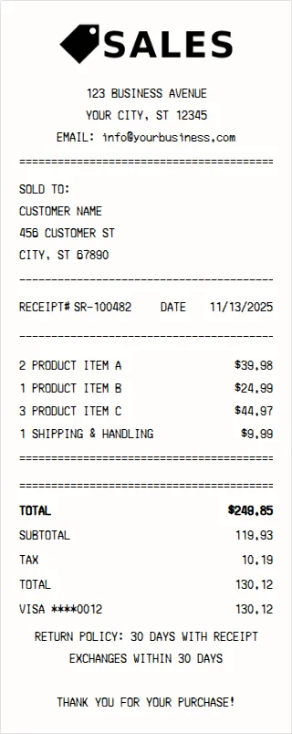 Sales Receipt
