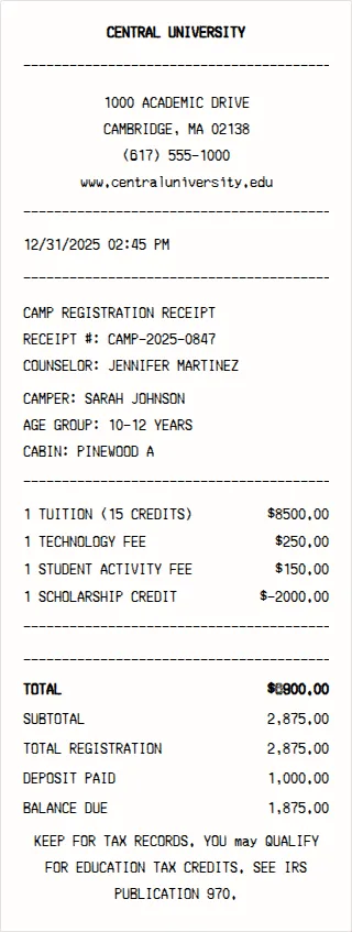 Tuition Receipt